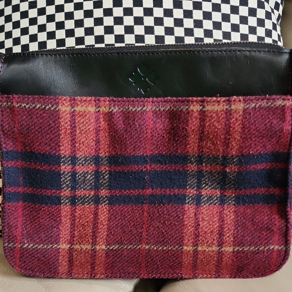 Patricia Nash Womens Wool Plaid/Leather Crossbody Preowned